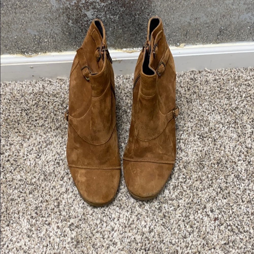 Women’s, J.Crew cognac colored wedge booties s 10